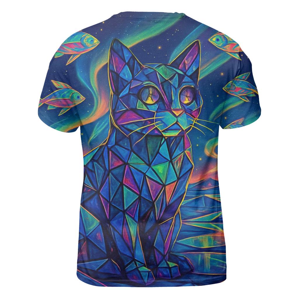 Prismatic Mirage Cat unique graphic print tees