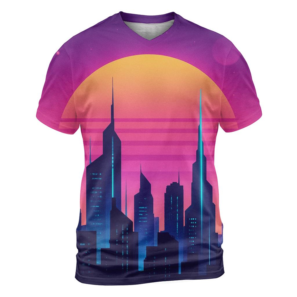 Neon Dusk Skyline statement graphic shirts