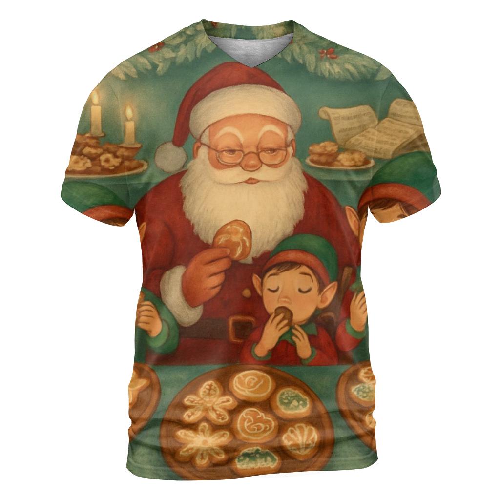 Santas Cookie Tasting Panel custom all-over print shirts
