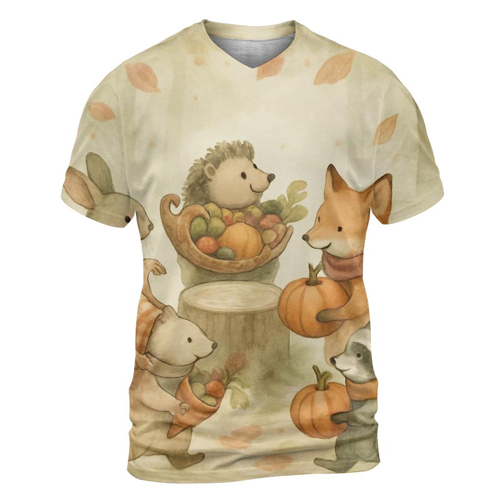 Woodland Feast Parade artistic all-over print tops