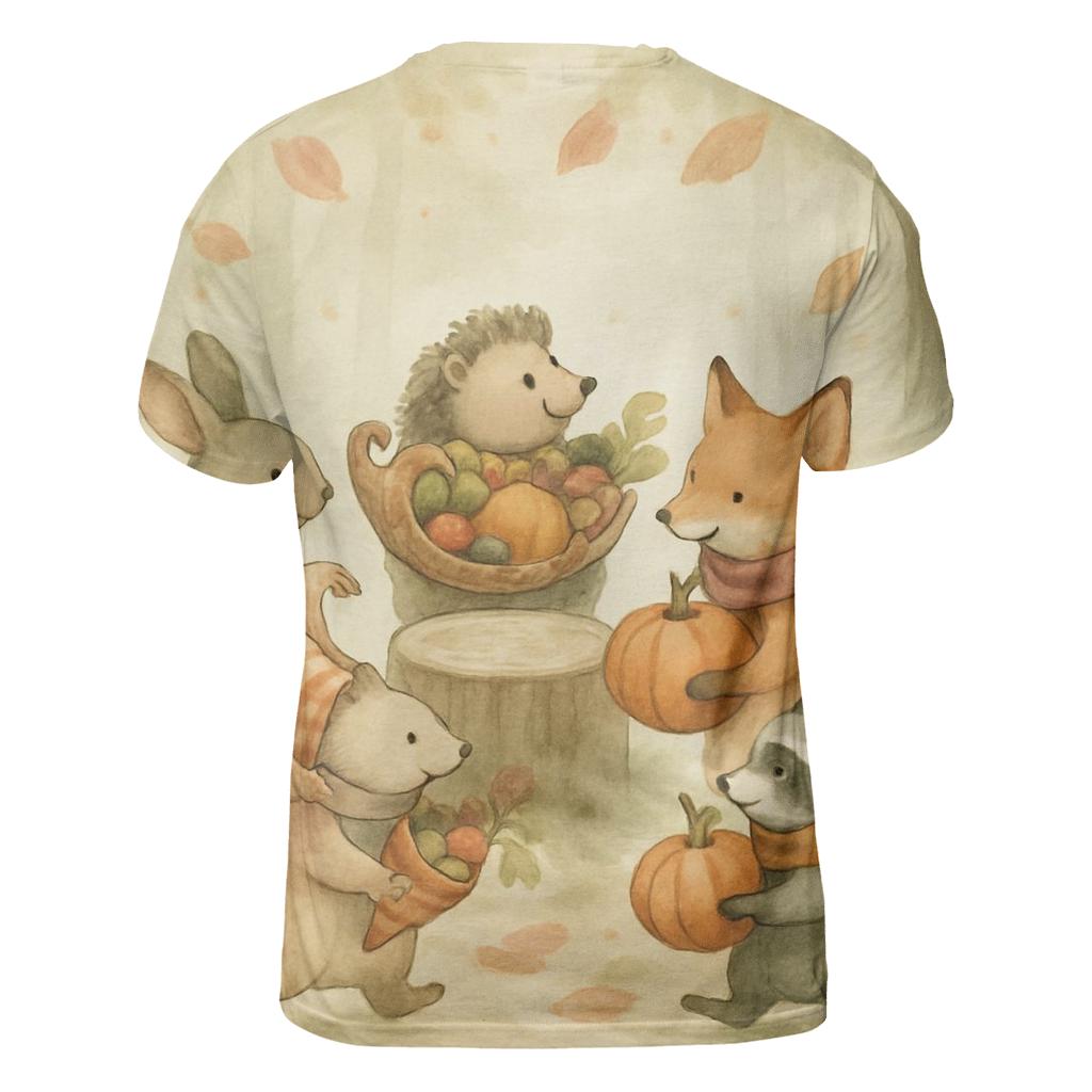 Woodland Feast Parade artistic all-over print tops