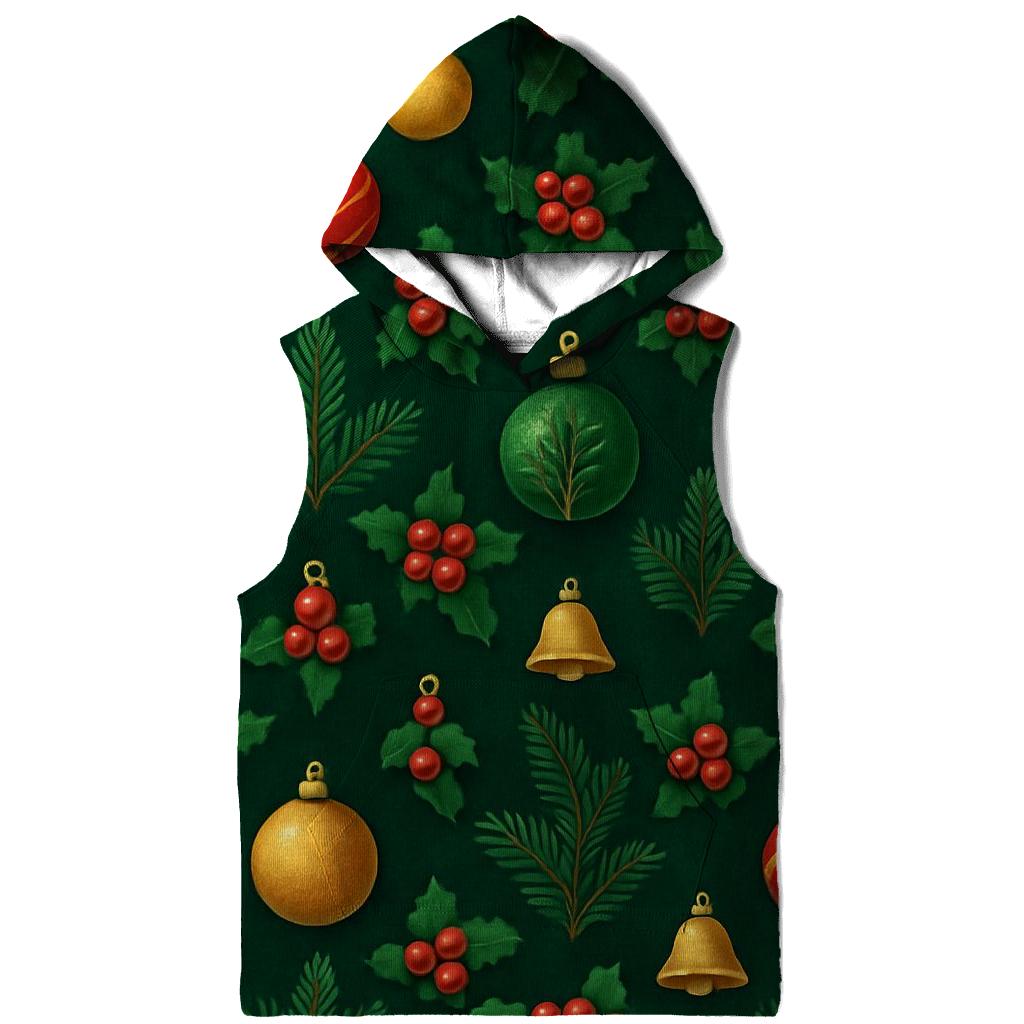 Evergreen Ornament Grid On Deep Green Background hoodie trends