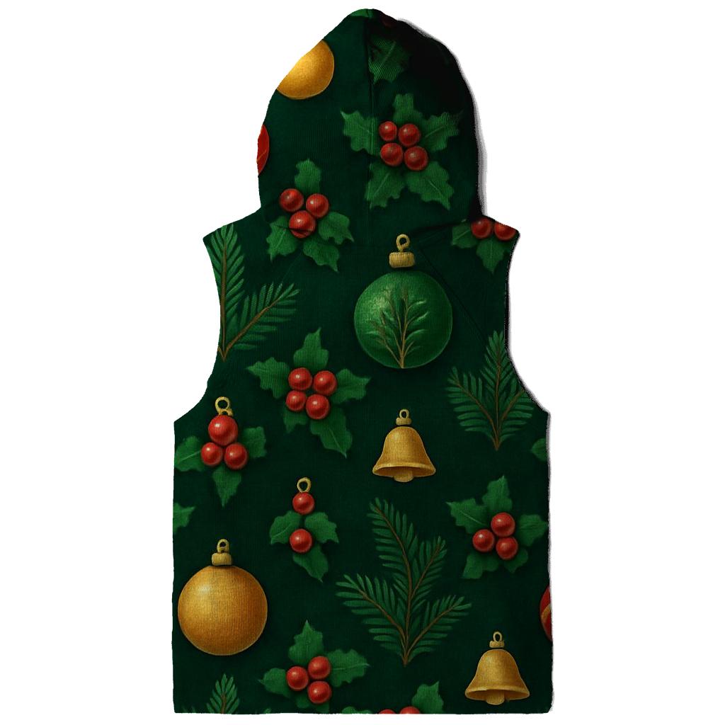 Evergreen Ornament Grid On Deep Green Background hoodie trends