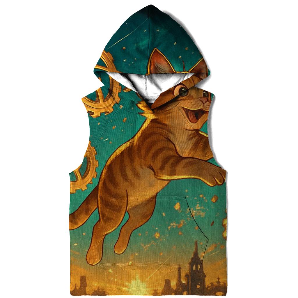 Clockwork Cosmos Cat printed hoodies