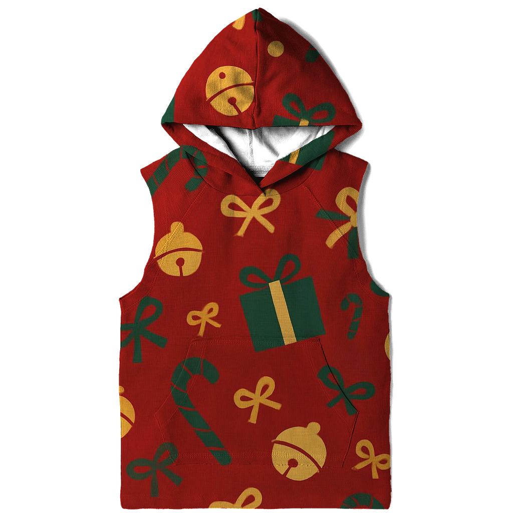 Sleigh Bell Scatter On Ruby Red Background premium hoodies