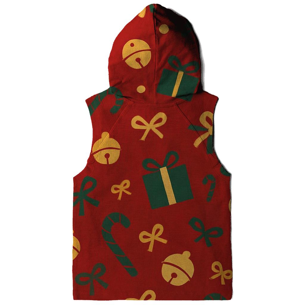 Sleigh Bell Scatter On Ruby Red Background premium hoodies