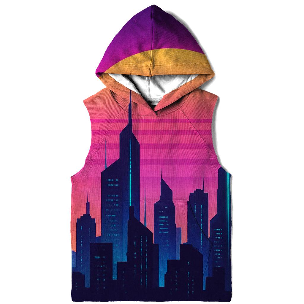 Neon Dusk Skyline embroidered hoodies