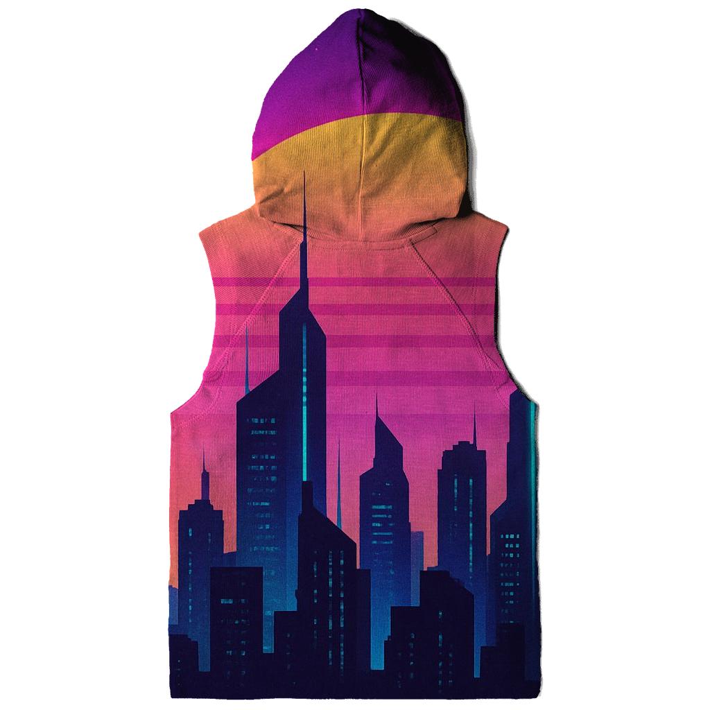 Neon Dusk Skyline embroidered hoodies
