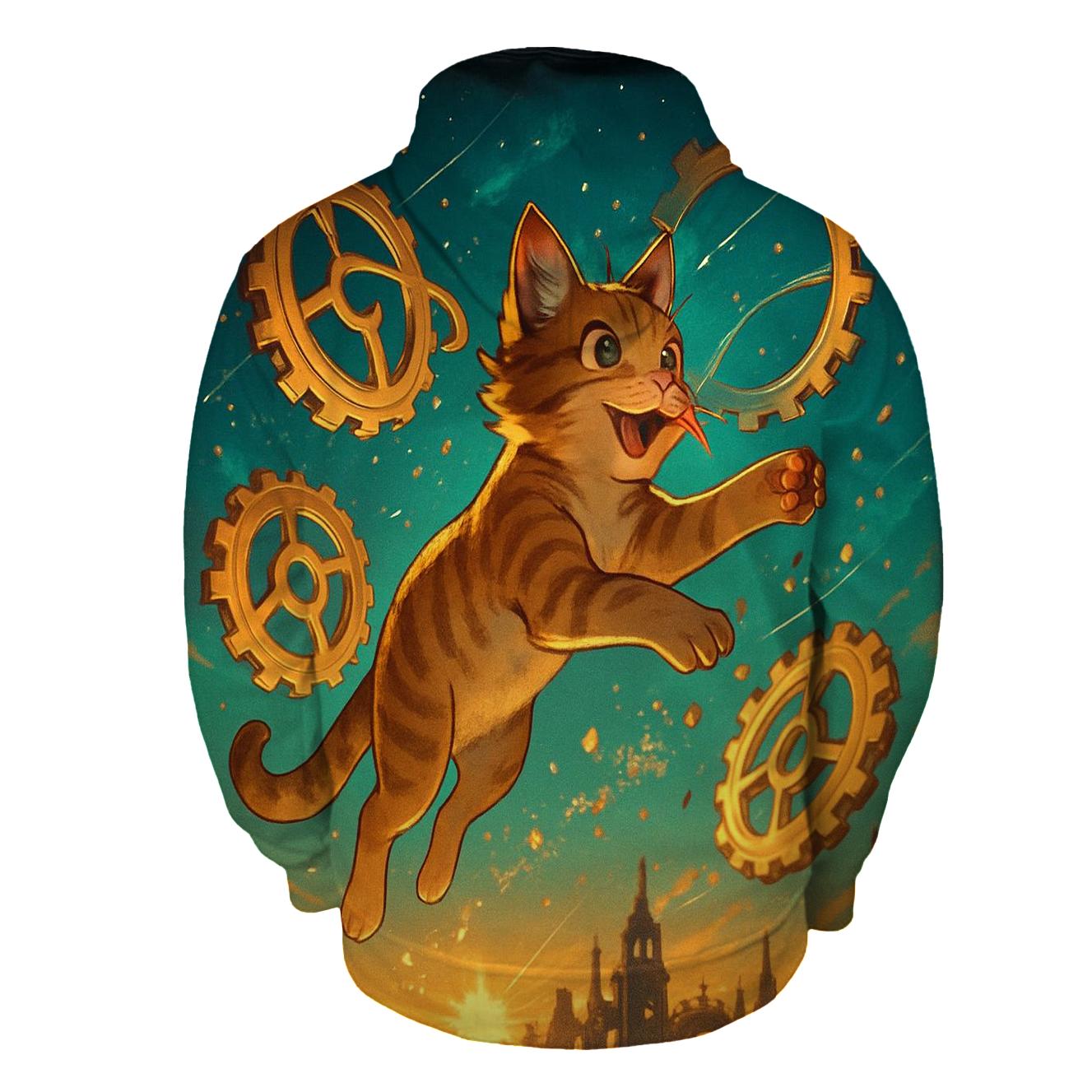 Clockwork Cosmos Cat designer hoodies