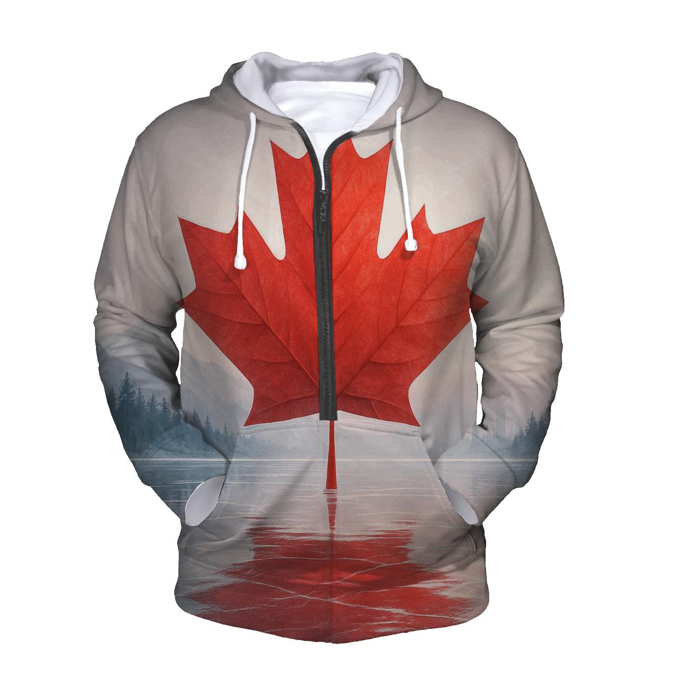 Canada Frosted Maple Reflection printed hoodies