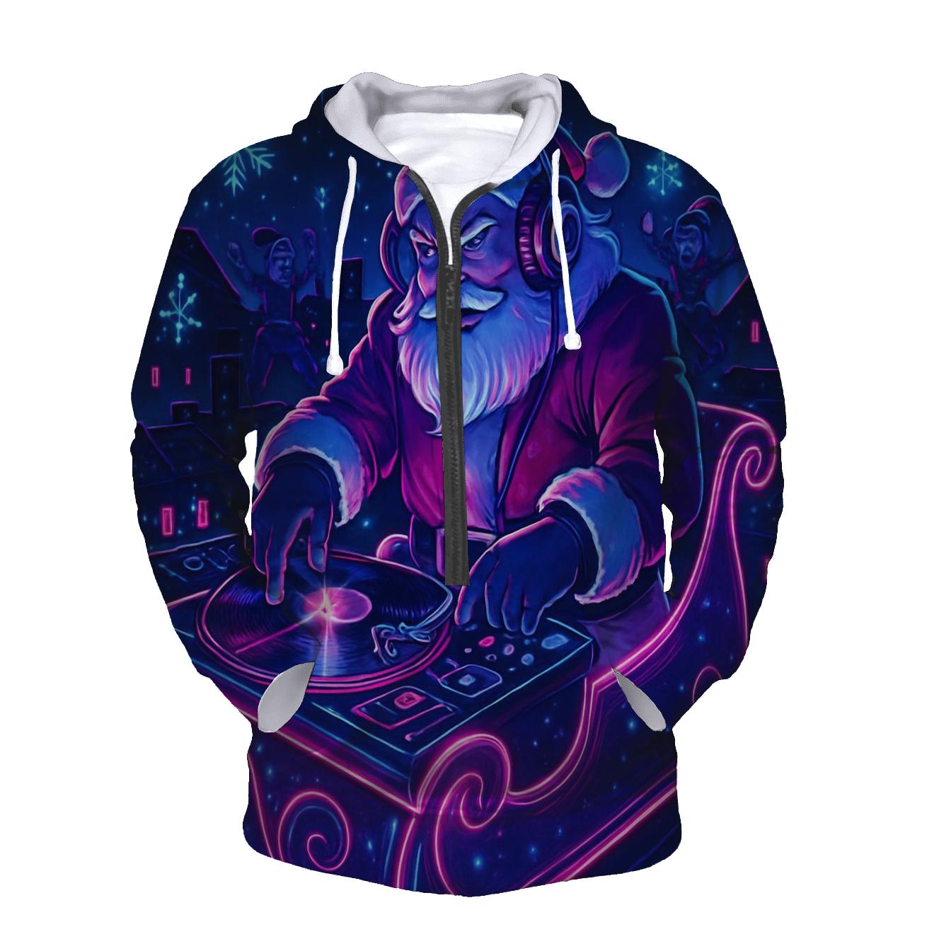 Nocturne Sleigh DJ Santa pullover hoodies