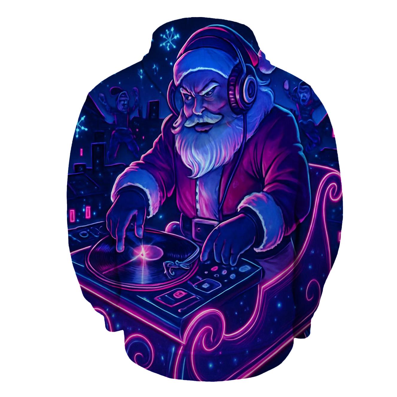 Nocturne Sleigh DJ Santa pullover hoodies