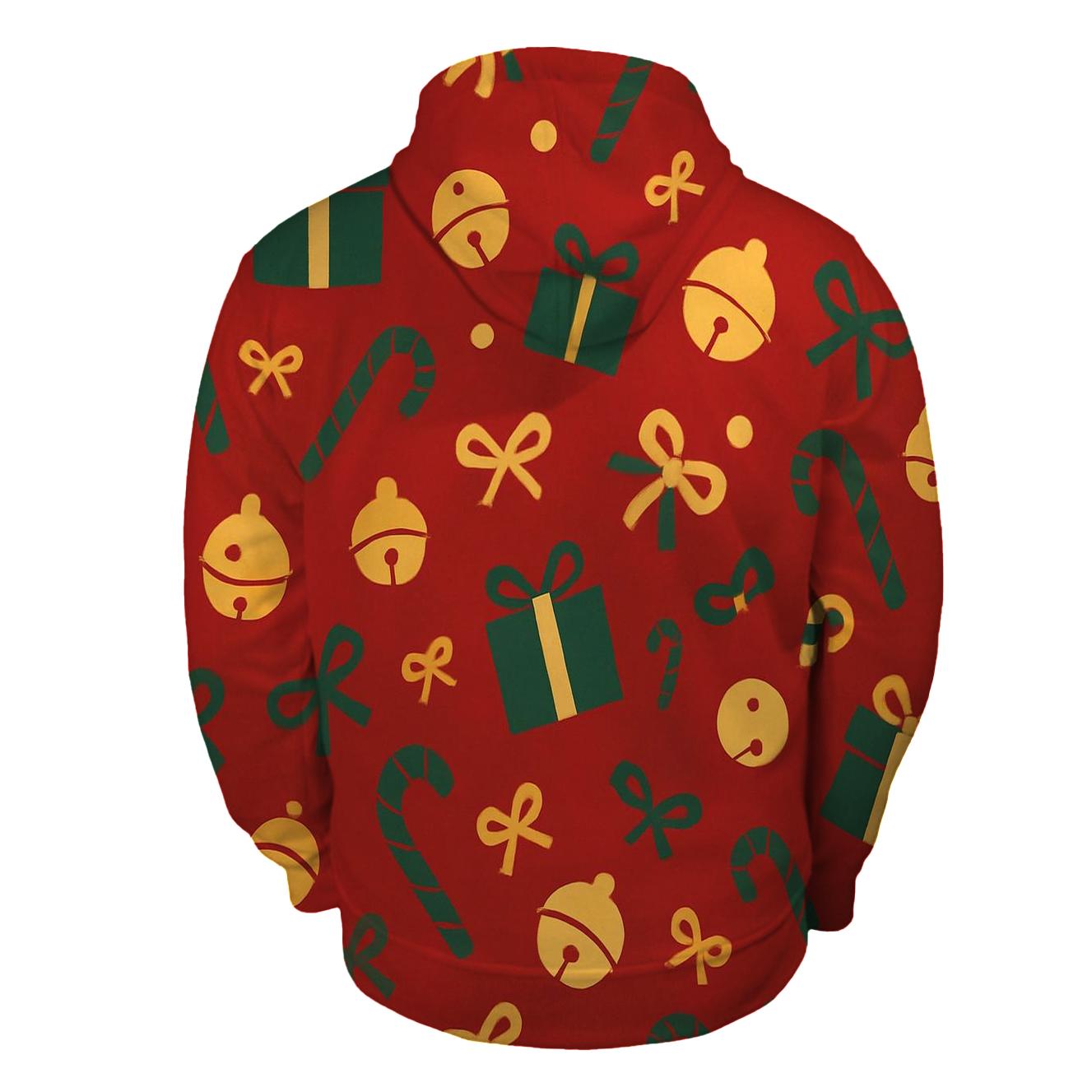 Sleigh Bell Scatter On Ruby Red Background custom hoodies