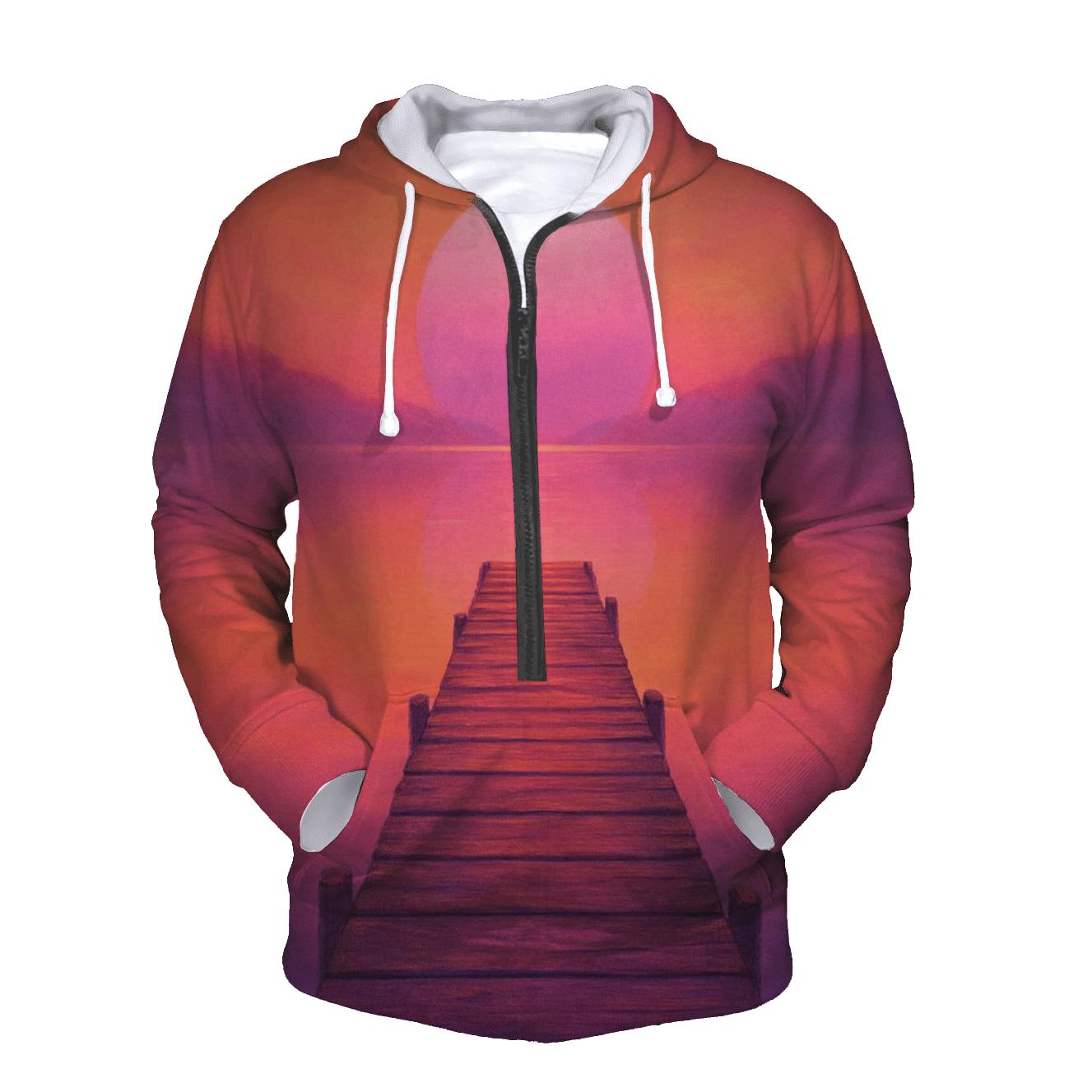 Lavender Pier Reflection graphic hoodies