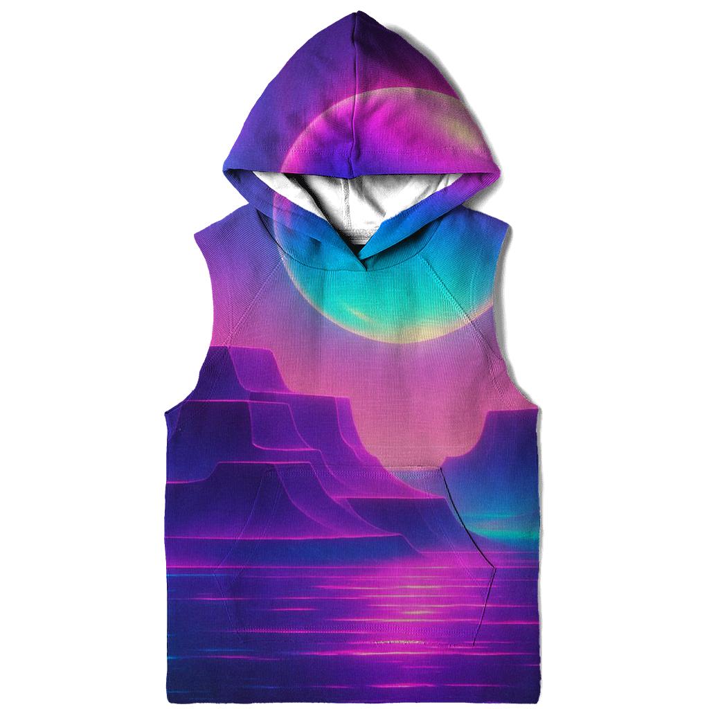Vaporwave Horizon Bloom zip-up hoodies
