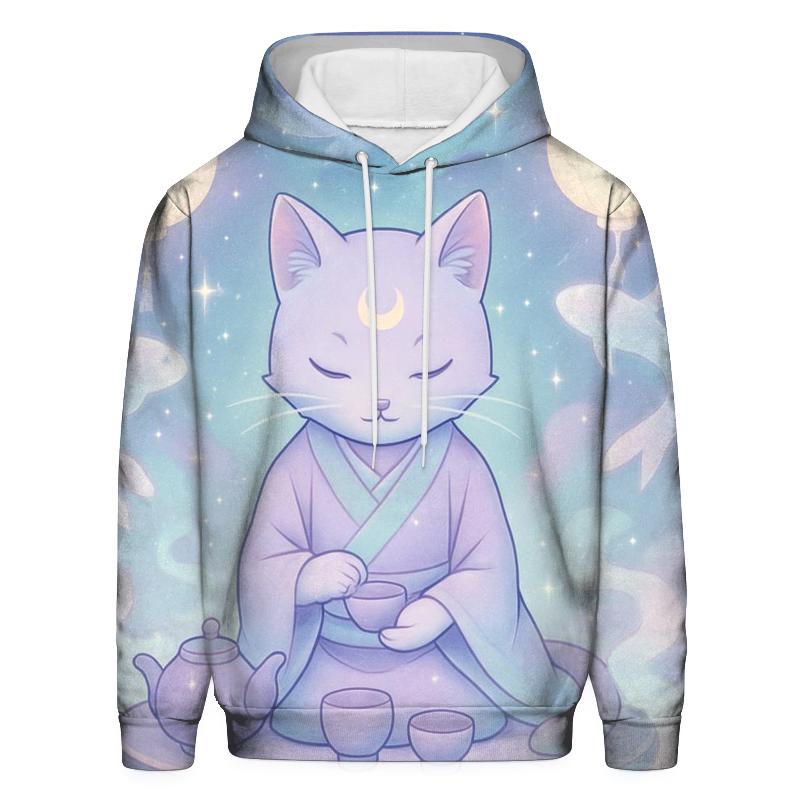 Cosmic Tea Ceremony Cat pullover hoodies