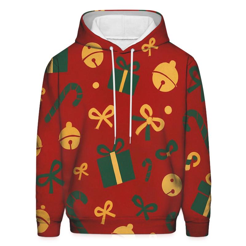 Sleigh Bell Scatter On Ruby Red Background designer hoodies