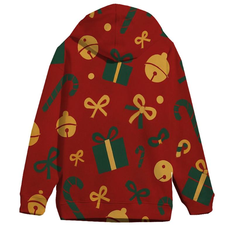 Sleigh Bell Scatter On Ruby Red Background designer hoodies