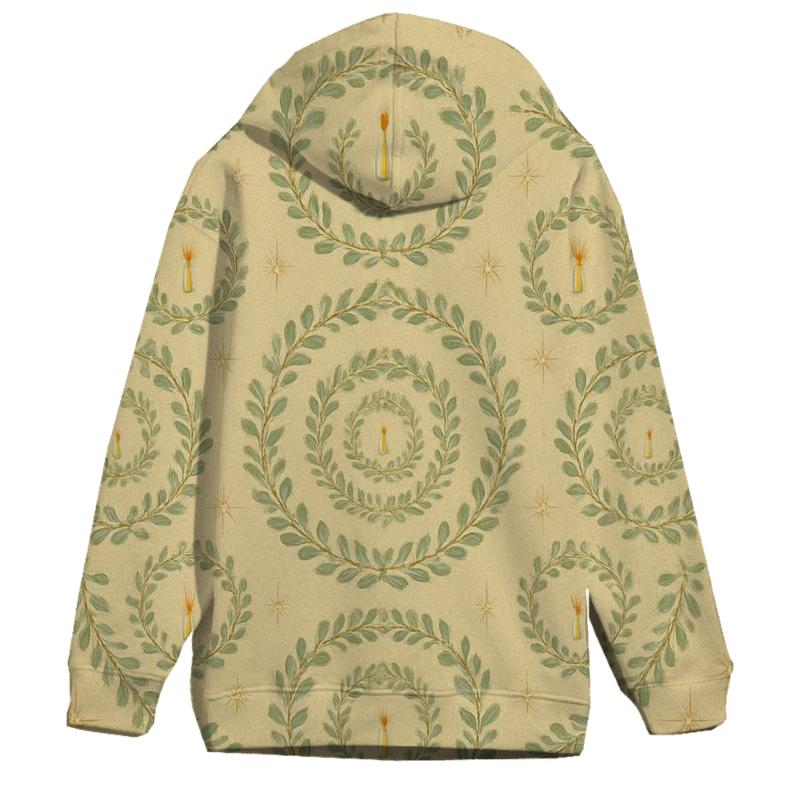 Mistletoe Concentric On Pale Gold Background lightweight hoodies