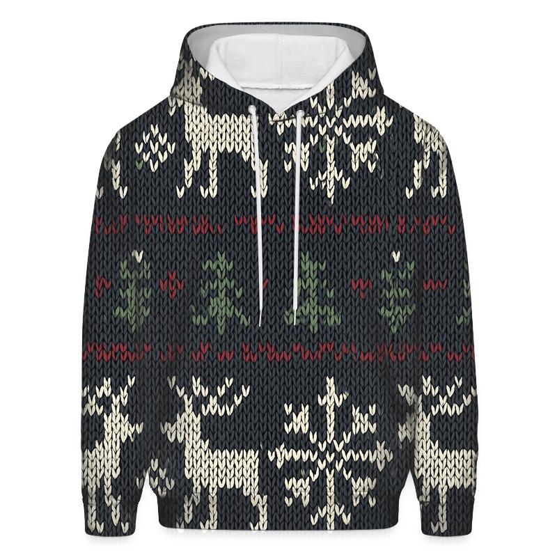 Nordic Knit Repeat On Charcoal Background hoodie styles