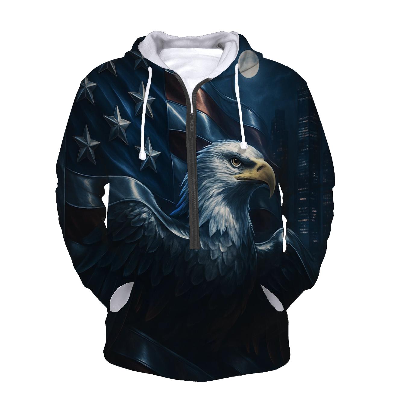 Midnight Eagle Banner zip-up hoodies