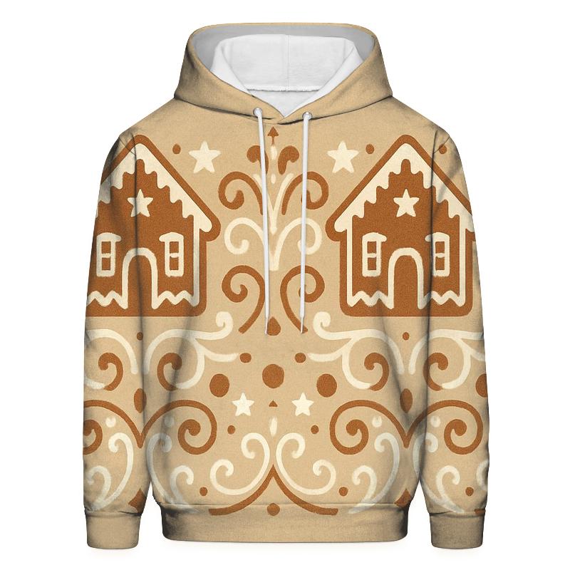 Gingerbread Border On Warm Beige Background premium hoodies