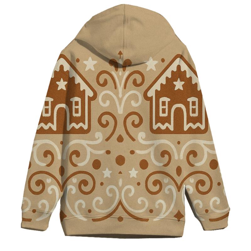 Gingerbread Border On Warm Beige Background premium hoodies