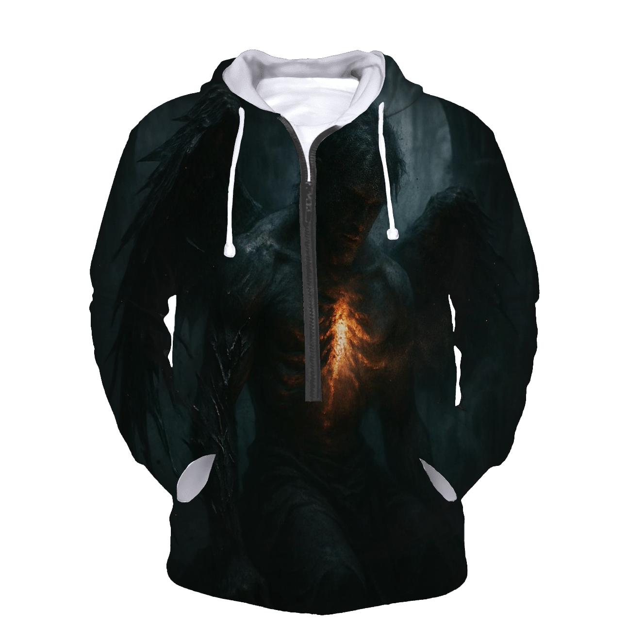 Ashen Fallen Angel printed hoodies