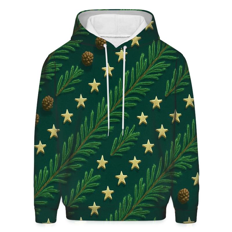 Pine Needle Diagonal Array On Deep Teal Background heavyweight hoodies
