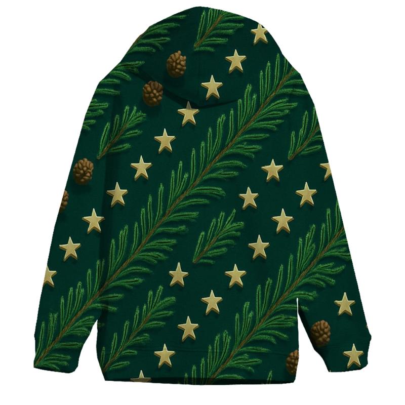Pine Needle Diagonal Array On Deep Teal Background heavyweight hoodies