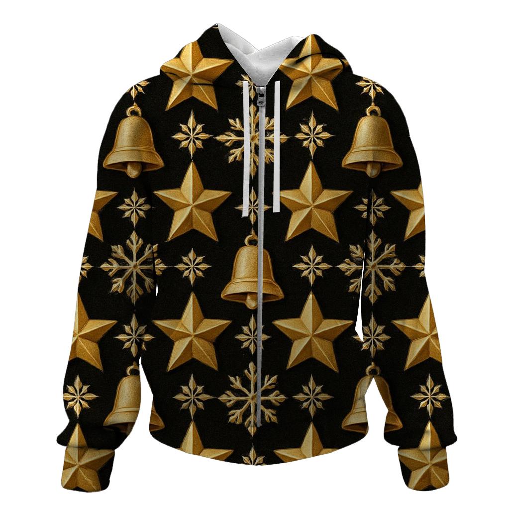 Golden Star Tessellation On Midnight Black Background graphic hoodies