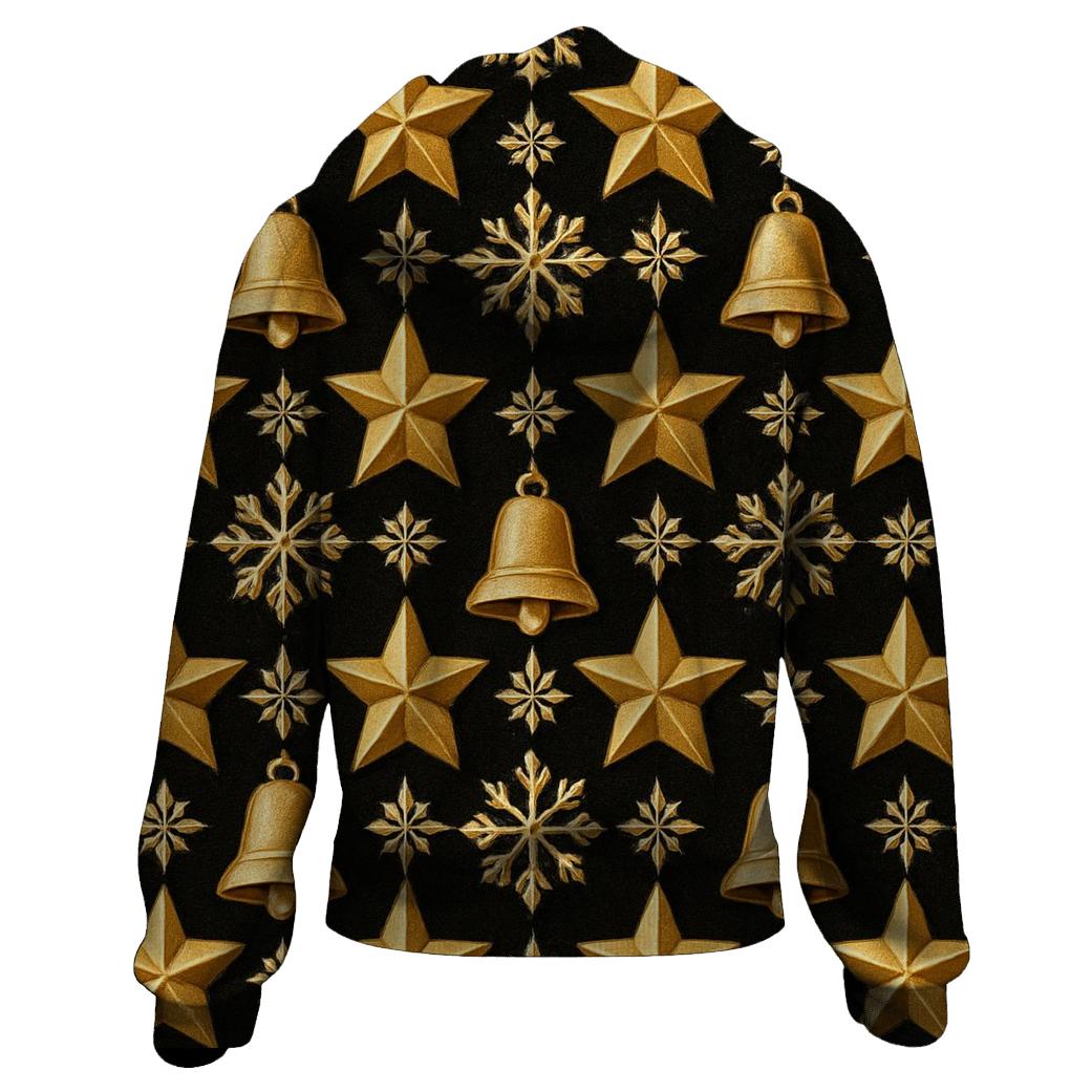 Golden Star Tessellation On Midnight Black Background graphic hoodies