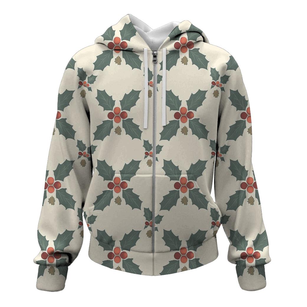 Holly Lattice On Ivory Background designer hoodies