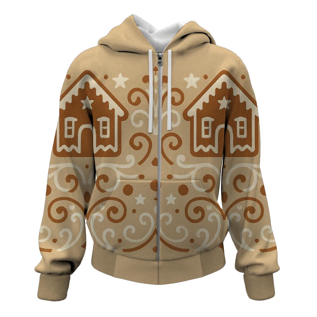 Gingerbread Border On Warm Beige Background custom hoodies