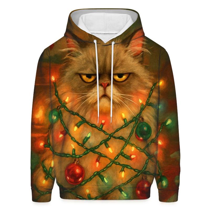 Grumpy Cat Tangled In Lights pullover hoodies