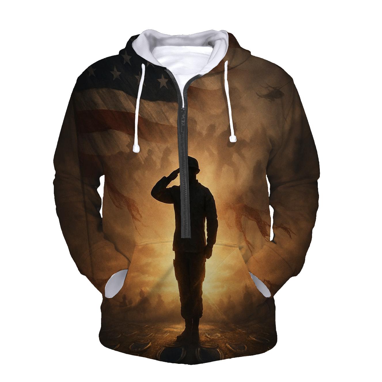 Dawn Sentinel Flag embroidered hoodies