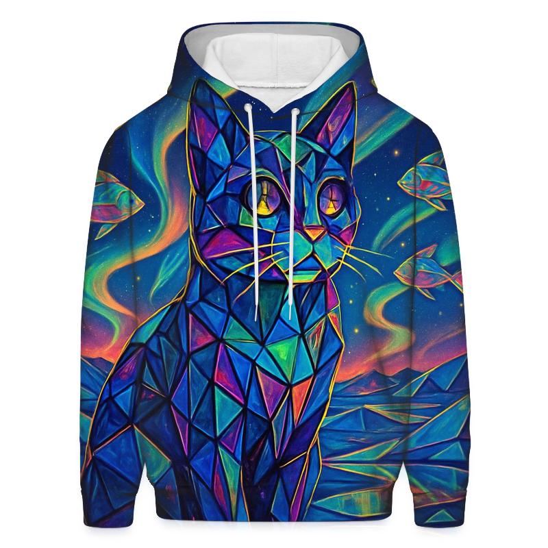 Prismatic Mirage Cat printed hoodies