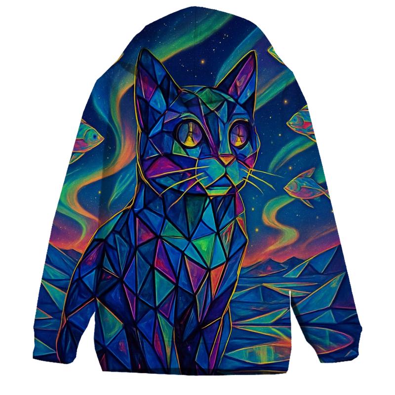 Prismatic Mirage Cat printed hoodies