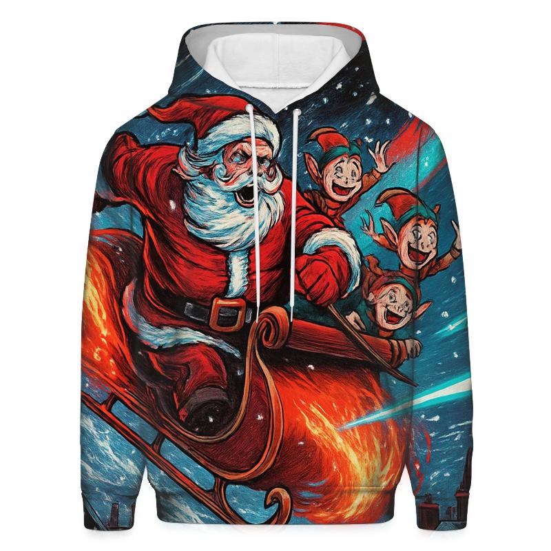 Cosmic Sleigh Chase Santa hoodie designs