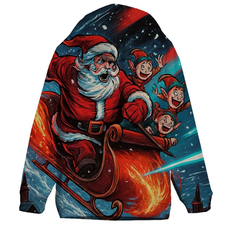 Cosmic Sleigh Chase Santa hoodie designs