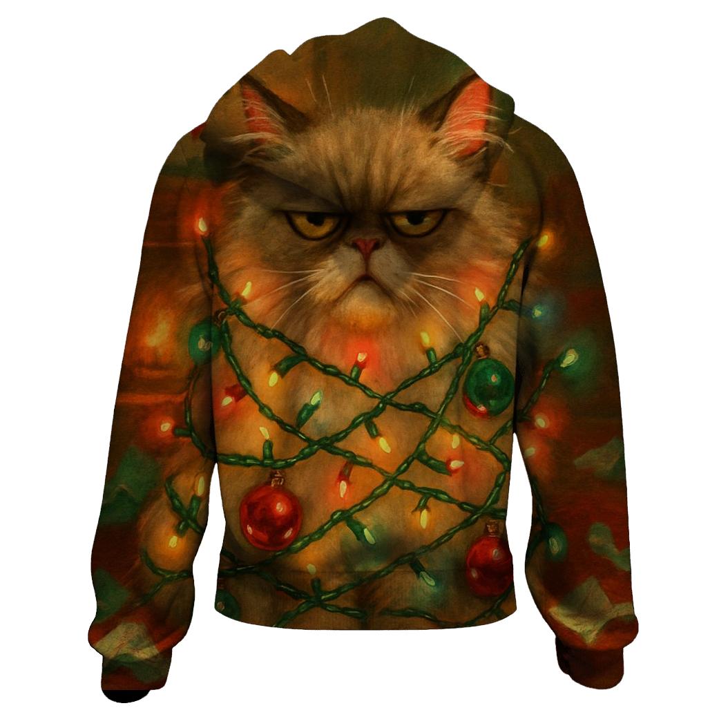 Grumpy Cat Tangled In Lights hoodies fashion