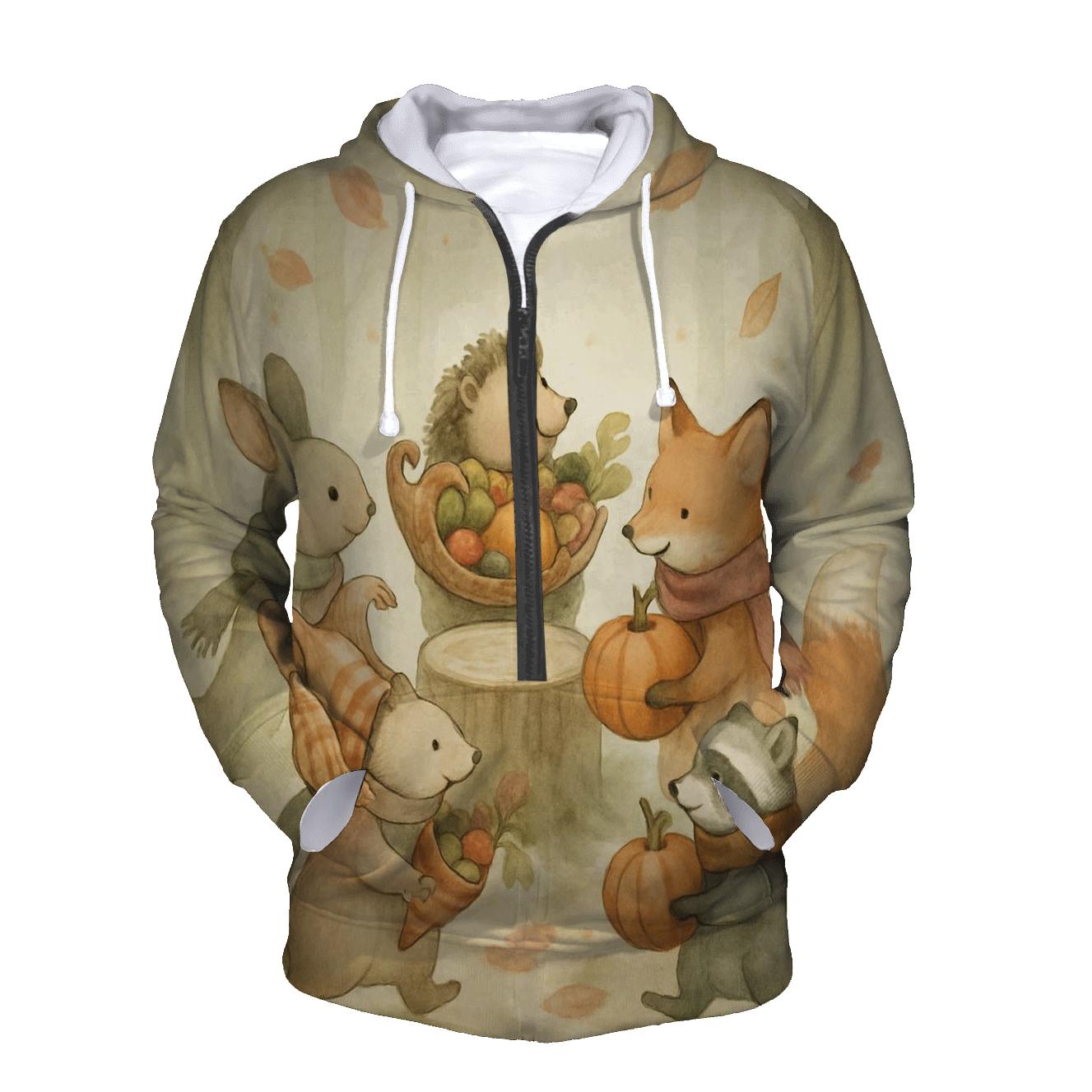 Woodland Feast Parade printed hoodies