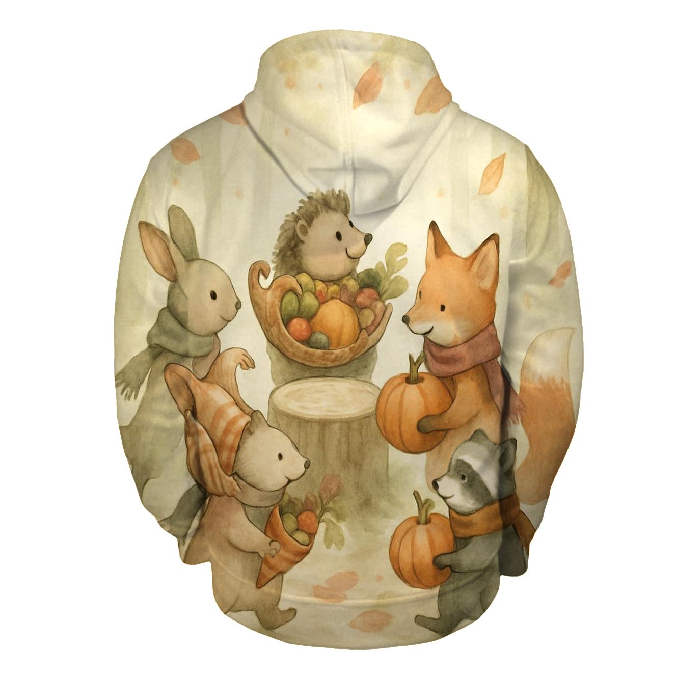 Woodland Feast Parade printed hoodies