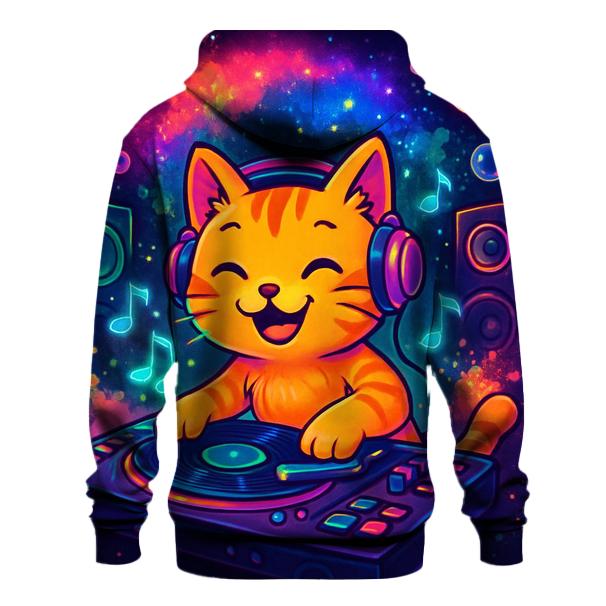 Galactic Rooftop DJ Cat lightweight hoodies