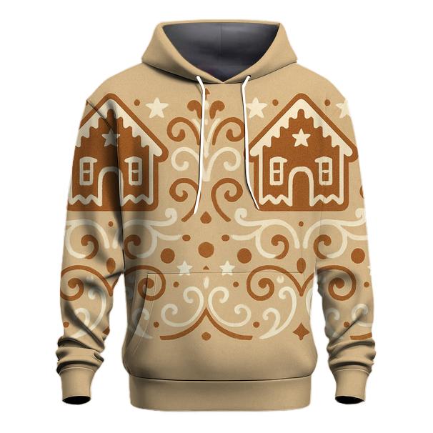 Gingerbread Border On Warm Beige Background heavyweight hoodies