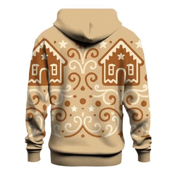 Gingerbread Border On Warm Beige Background heavyweight hoodies