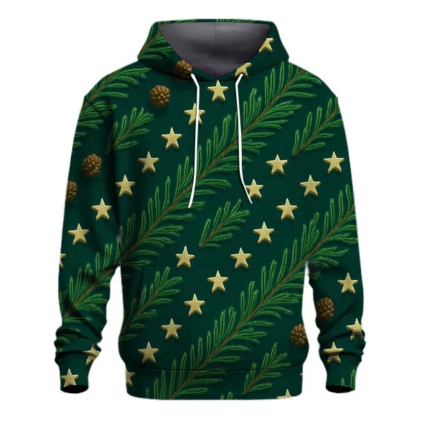 Pine Needle Diagonal Array On Deep Teal Background embroidered hoodies