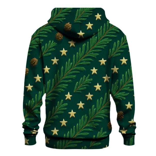 Pine Needle Diagonal Array On Deep Teal Background embroidered hoodies