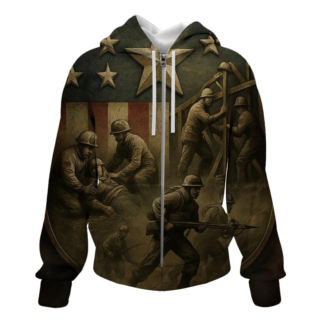Heritage Shield Flag Mosaic heavyweight hoodies