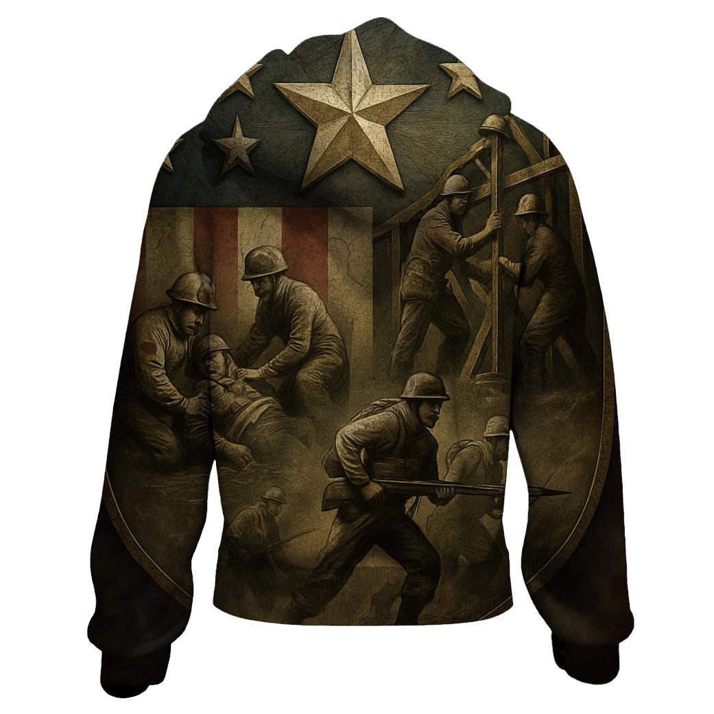 Heritage Shield Flag Mosaic heavyweight hoodies